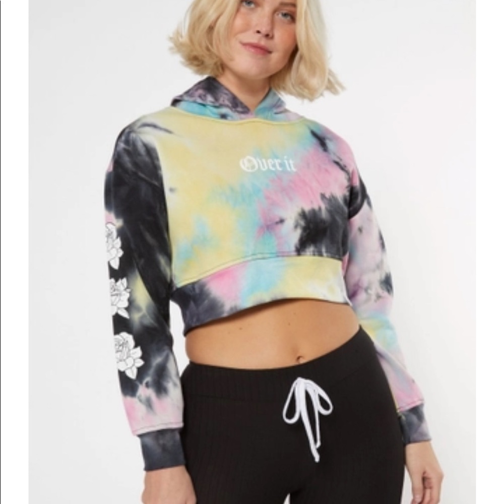 Rue21 Dark Tie Dye Over It Cropped Hoodie New